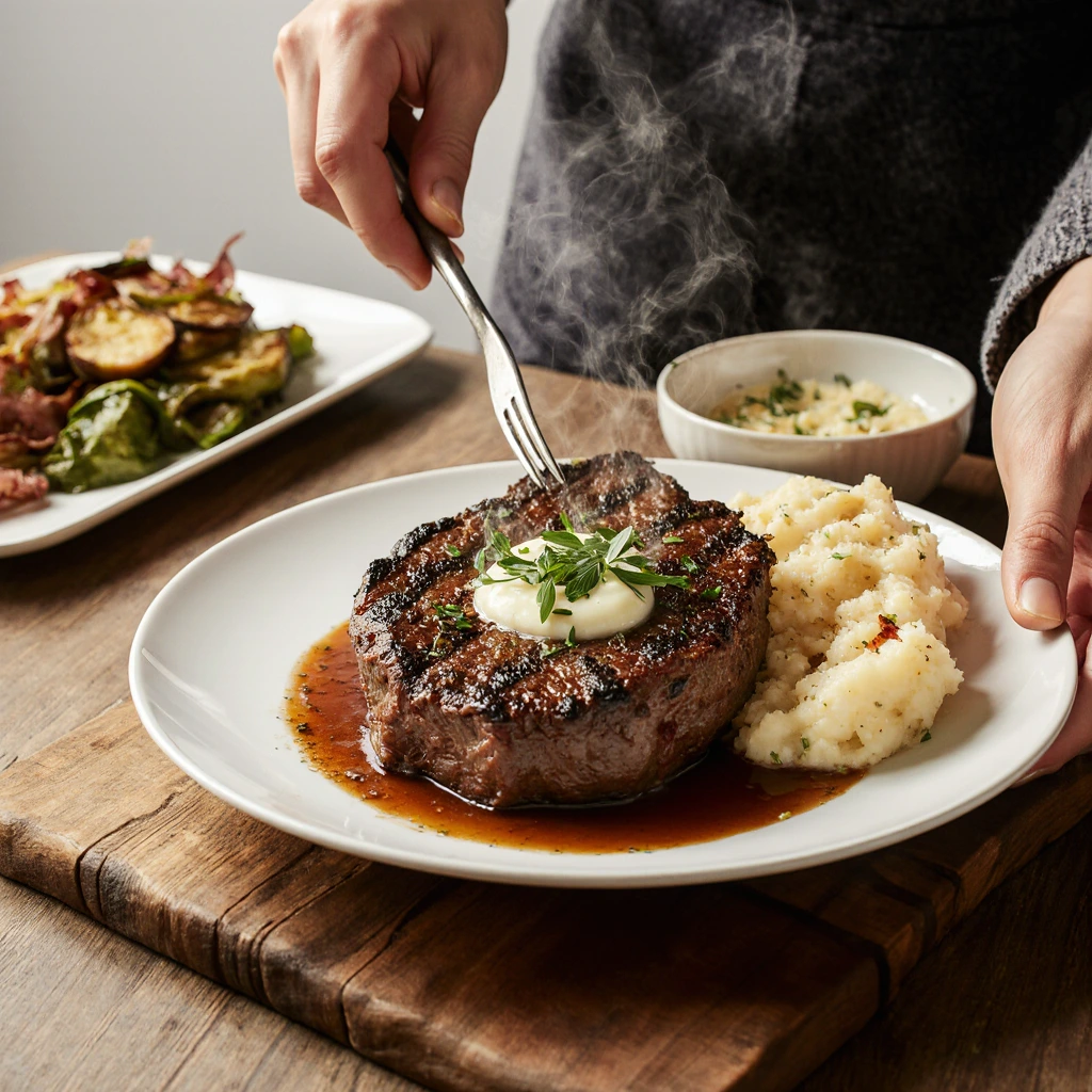 Pan-seared beef chuck steak recipes with garlic butter, a top-rated beef chuck steak recipe with a crispy crust.
