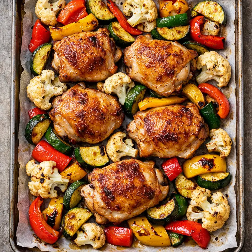 sheet pan low carb chicken and roasted vegetables