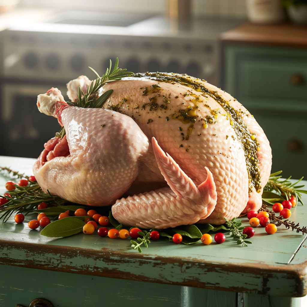 Perfect turkey seasoning applied to a Thanksgiving bird